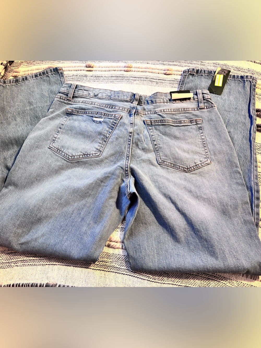Women’s Distressed Blue Jeans - Mid-Rise Straight - Picture 13 of 13